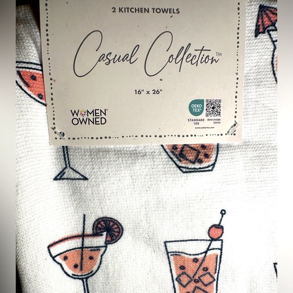 Decorative Hand towels with cocktail print - PINK & white - Picture 2 of 4